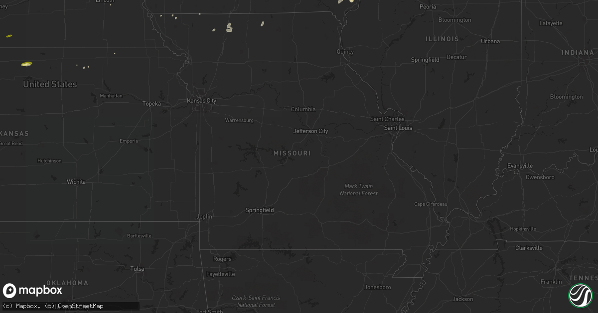 Hail map in Missouri on March 14, 2016