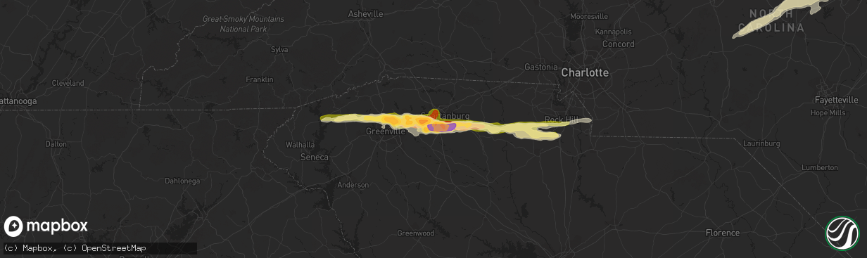 Hail map in Moore, SC on March 14, 2016