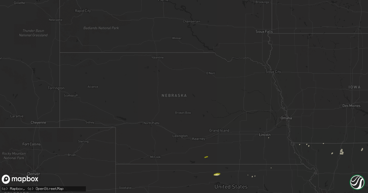 Hail map in Nebraska on March 14, 2016