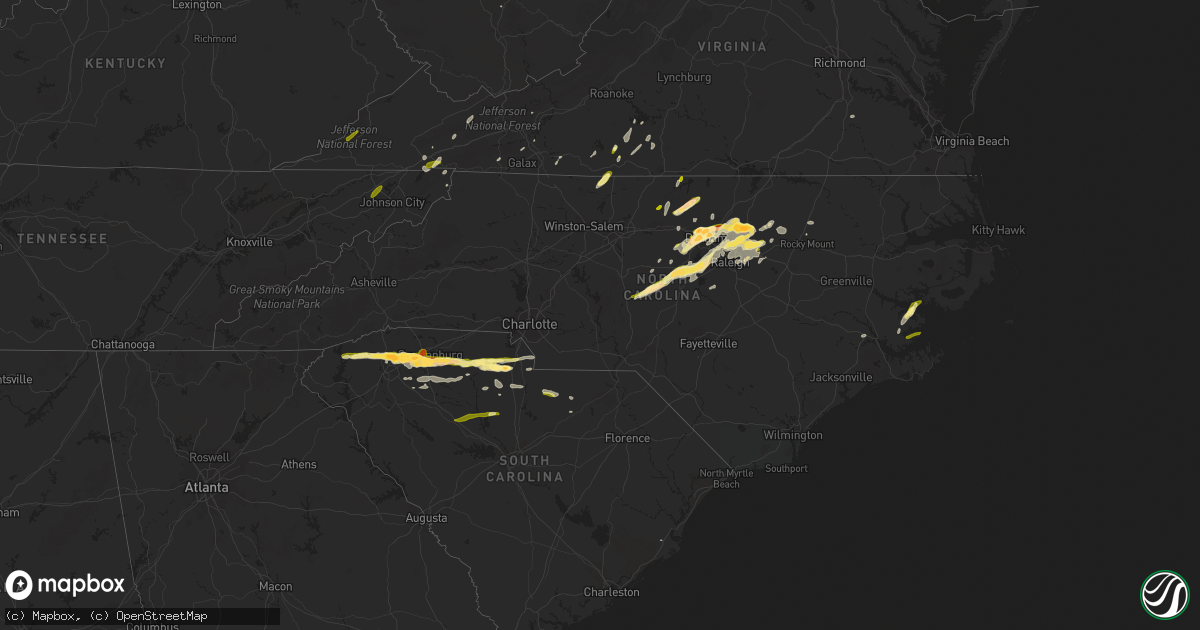 Hail map in North Carolina on March 14, 2016