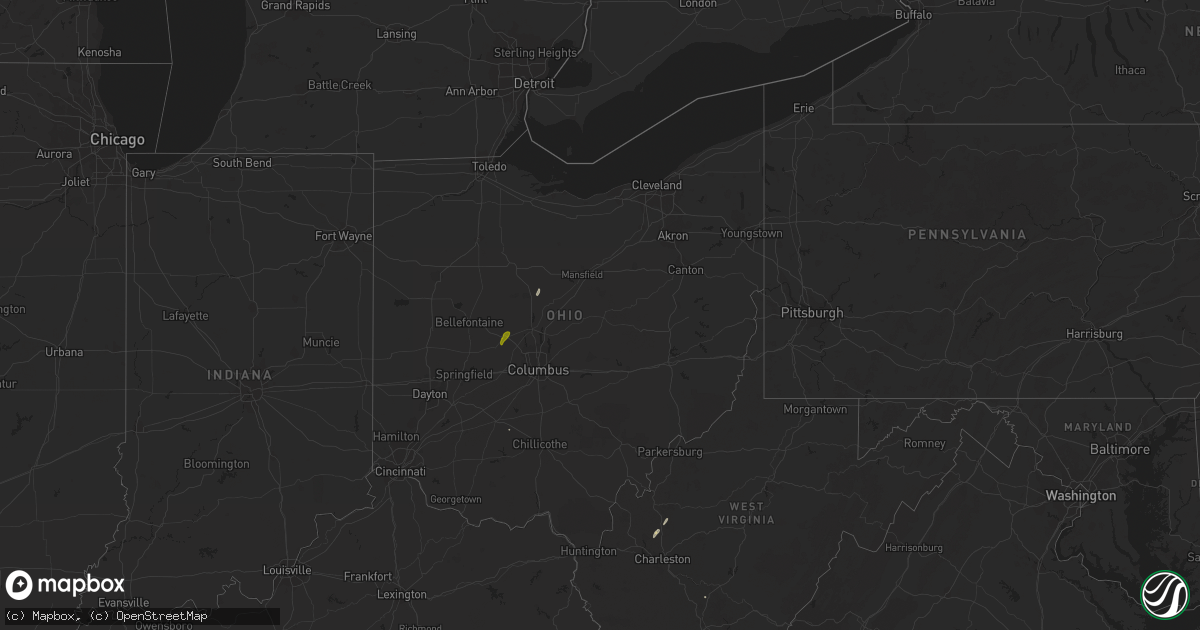 Hail map in Ohio on March 14, 2016