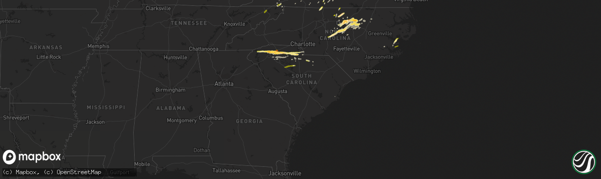 Hail map in South Carolina on March 14, 2016