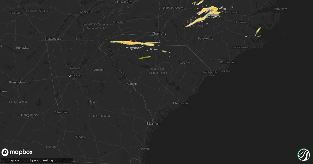 Hail map in South Carolina on March 14, 2016