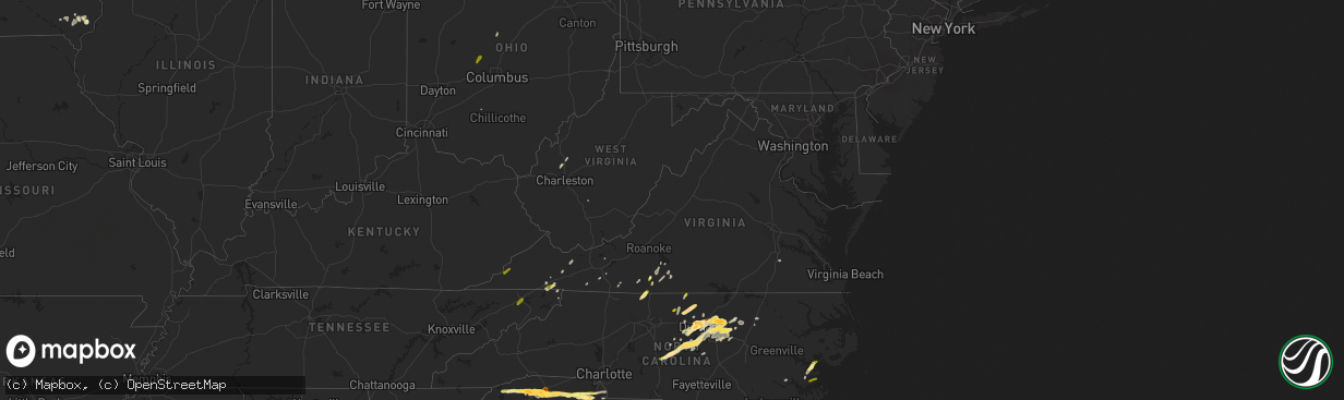 Hail map in Virginia on March 14, 2016