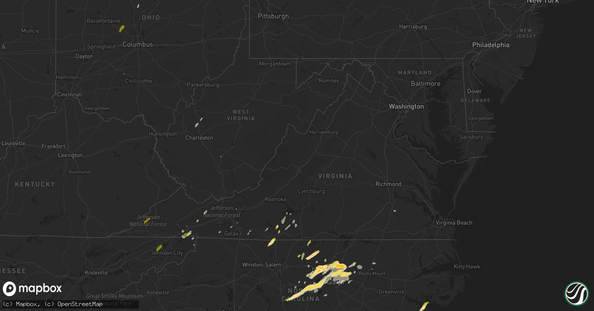 Hail map in Virginia on March 14, 2016