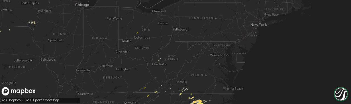 Hail map in West Virginia on March 14, 2016