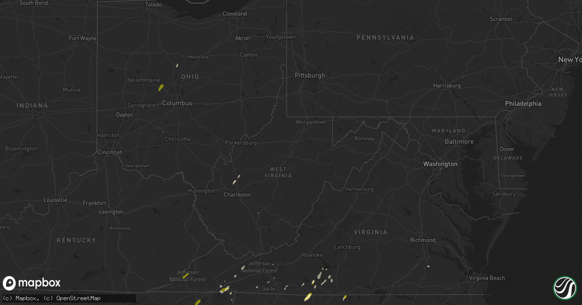 Hail map in West Virginia on March 14, 2016