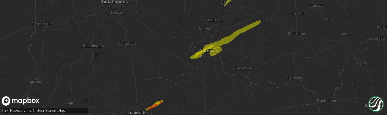 Hail map in Burlington, KY on March 14, 2019