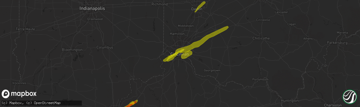 Hail map in Cincinnati, OH on March 14, 2019