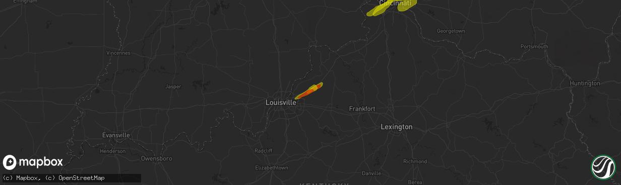 Hail map in Crestwood, KY on March 14, 2019