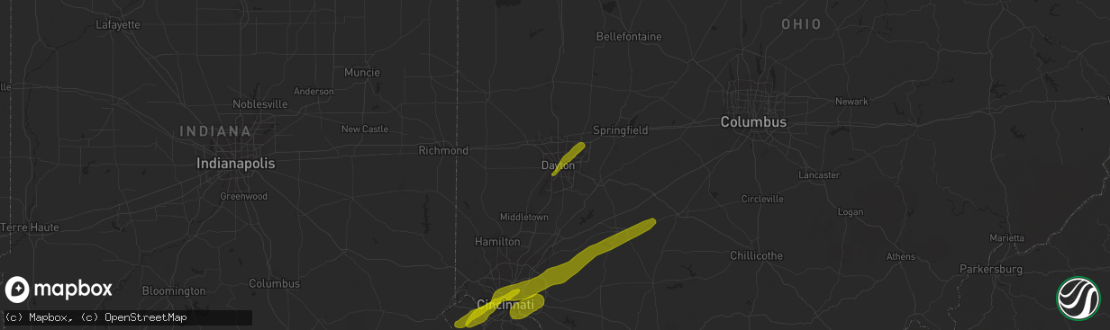 Hail map in Dayton, OH on March 14, 2019