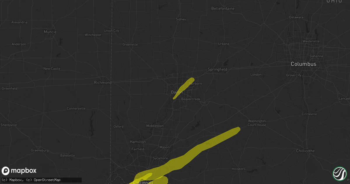 Hail map in Dayton, OH on March 14, 2019