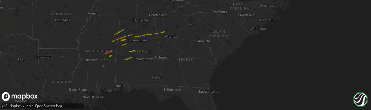 Hail map in Georgia on March 14, 2019