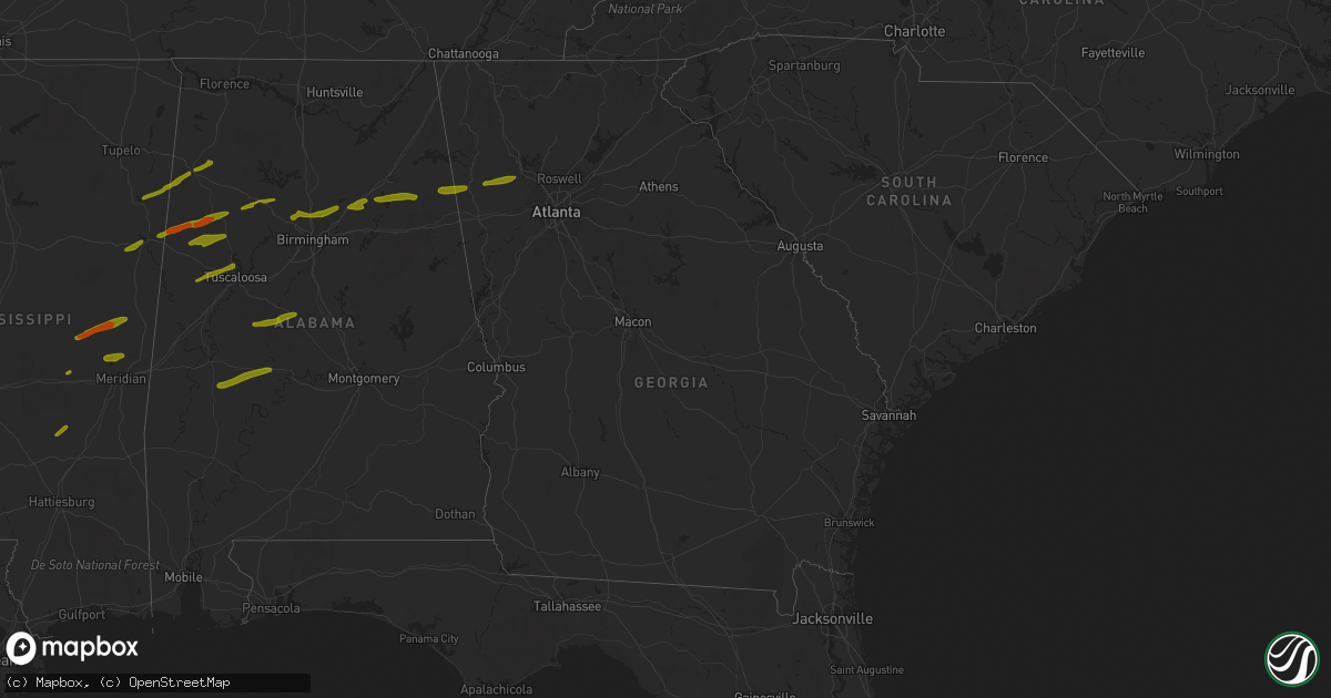 Hail map in Georgia on March 14, 2019