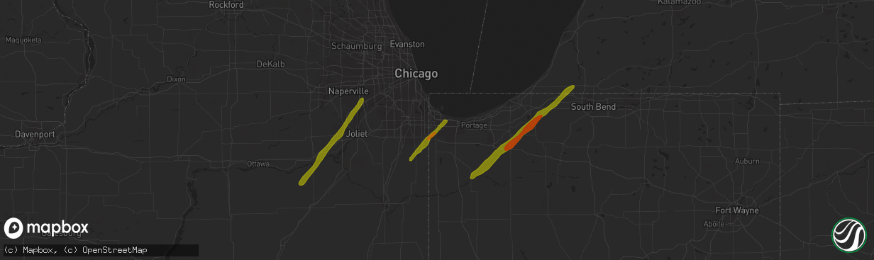 Hail map in Highland, IN on March 14, 2019