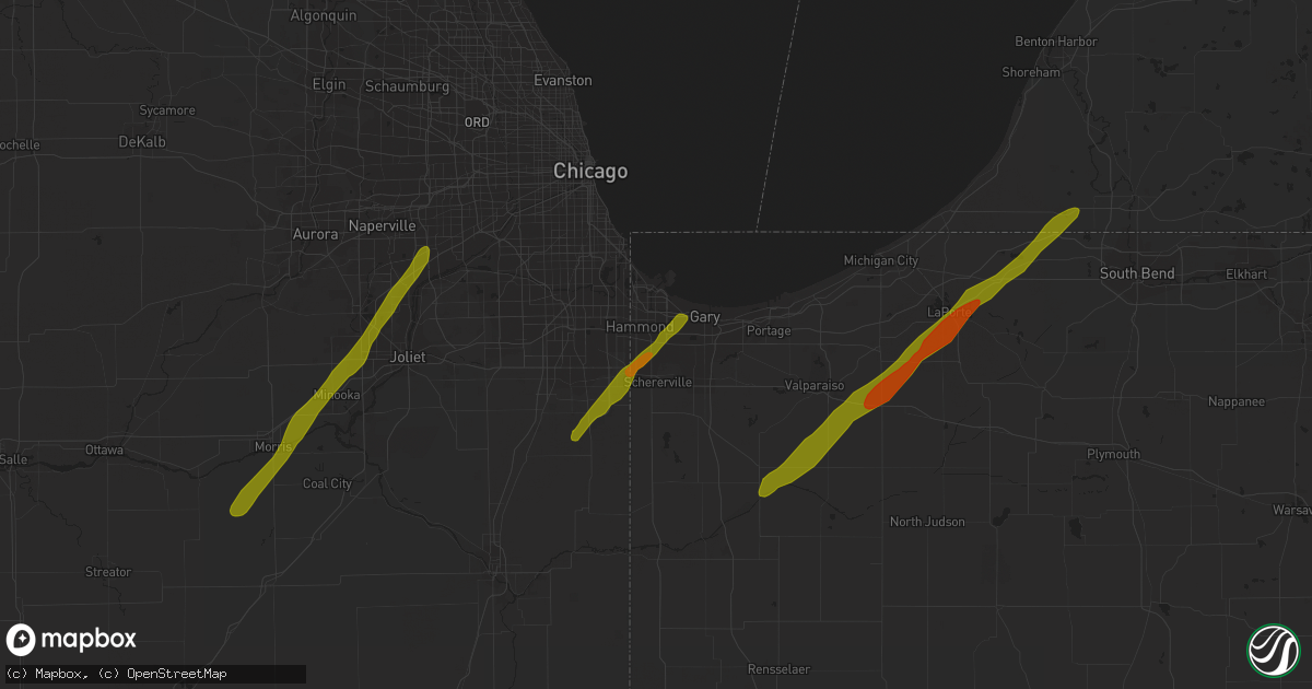 Hail map in Highland, IN on March 14, 2019
