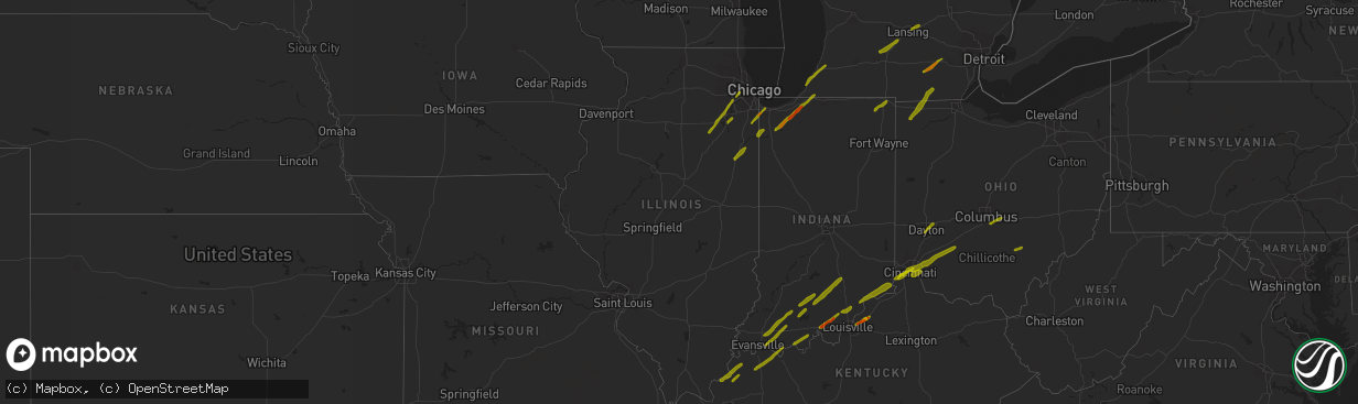 Hail map in Illinois on March 14, 2019