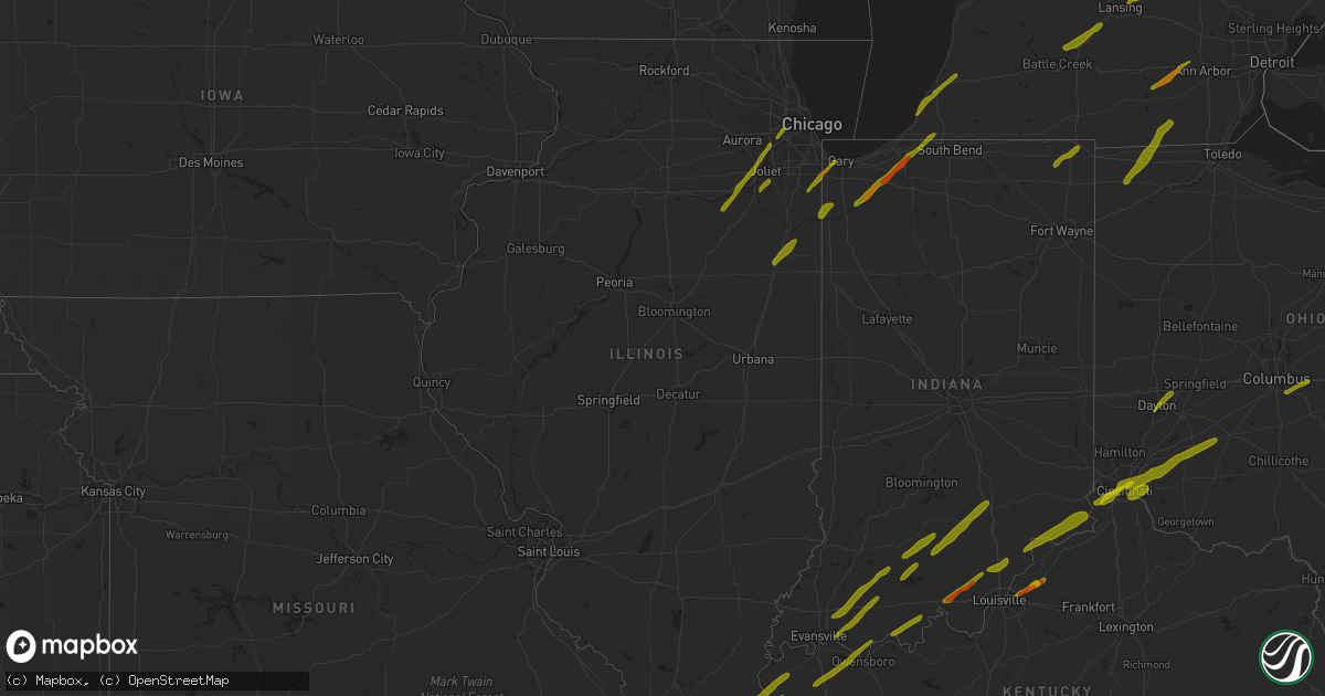 Hail map in Illinois on March 14, 2019