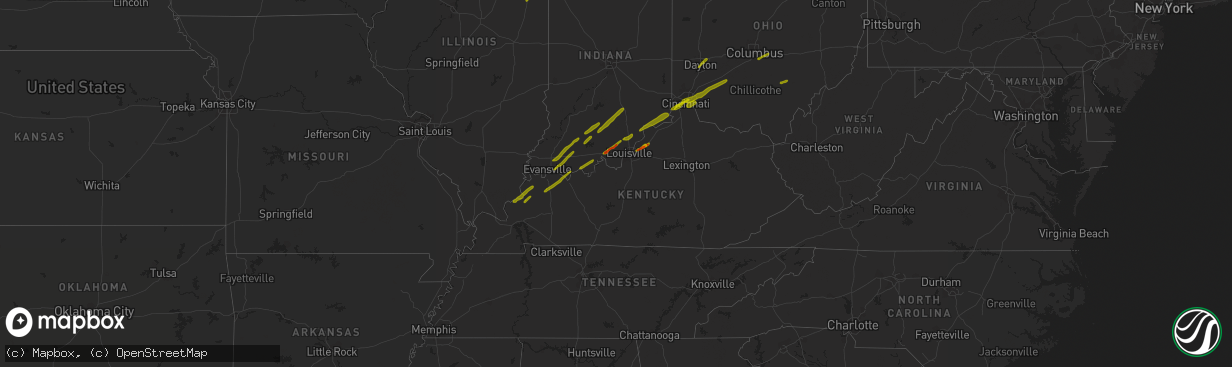 Hail map in Kentucky on March 14, 2019