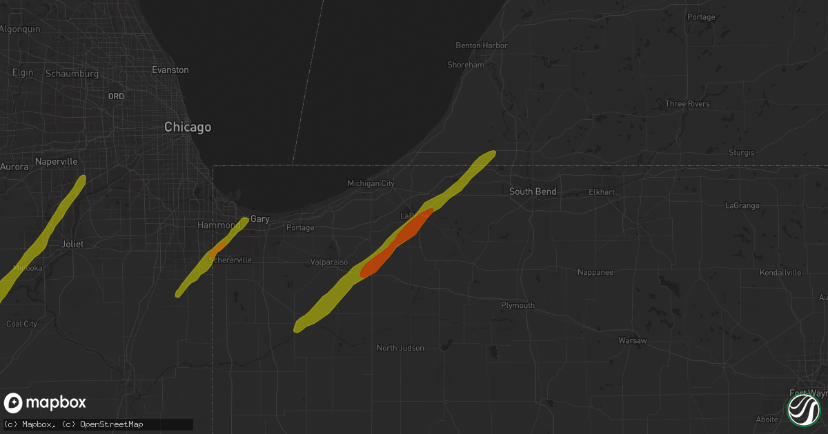Hail map in La Porte, IN on March 14, 2019