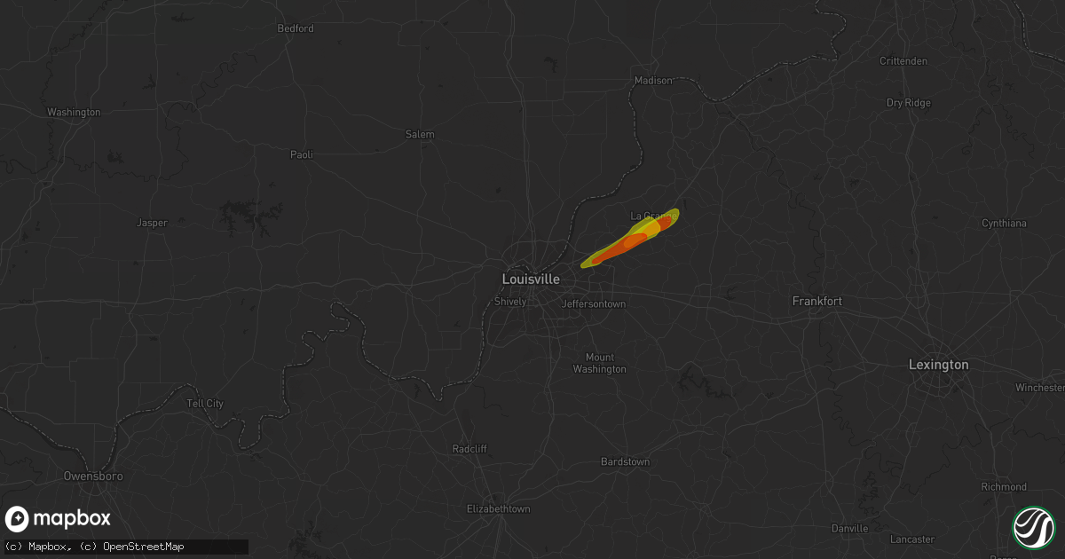 Hail map in Louisville, KY on March 14, 2019