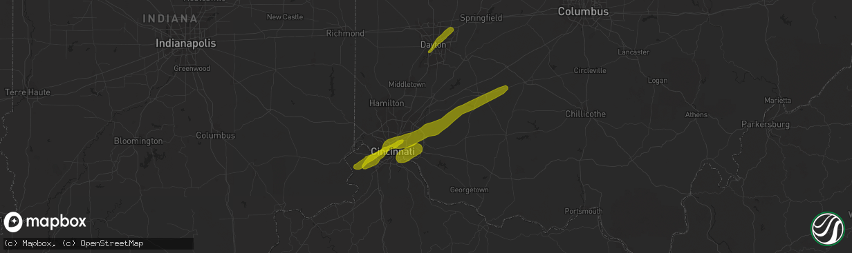 Hail map in Loveland, OH on March 14, 2019