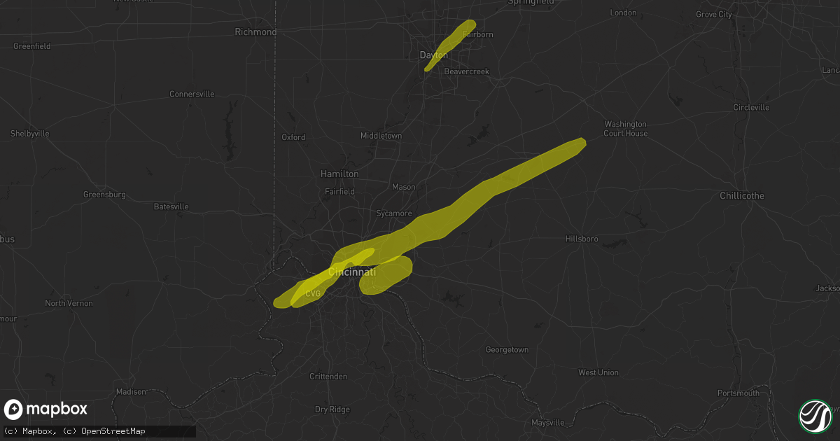 Hail map in Loveland, OH on March 14, 2019