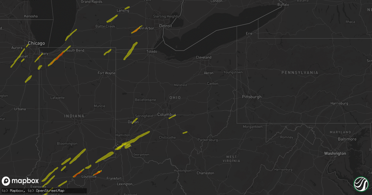 Hail map in Ohio on March 14, 2019