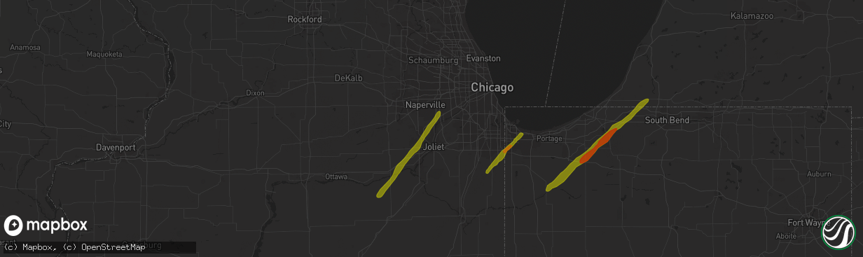 Hail map in Romeoville, IL on March 14, 2019