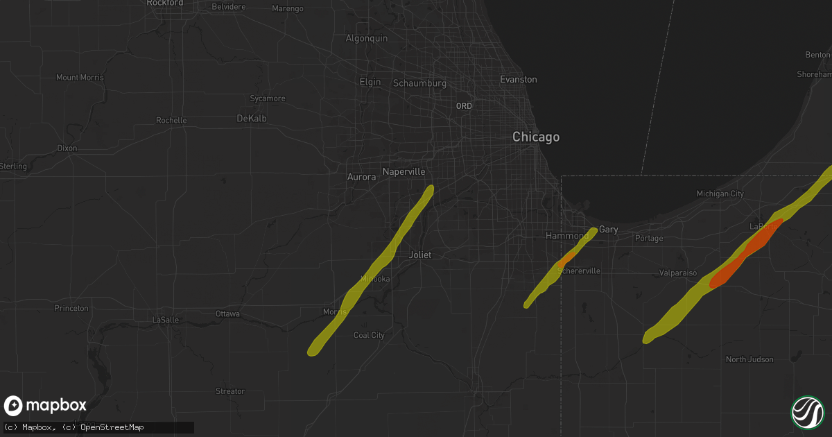 Hail map in Romeoville, IL on March 14, 2019
