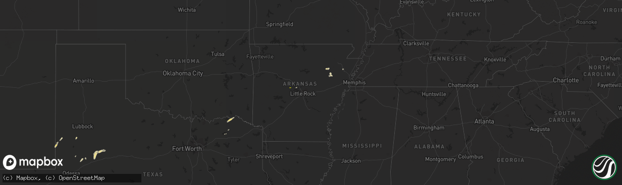 Hail map in Arkansas on March 14, 2020