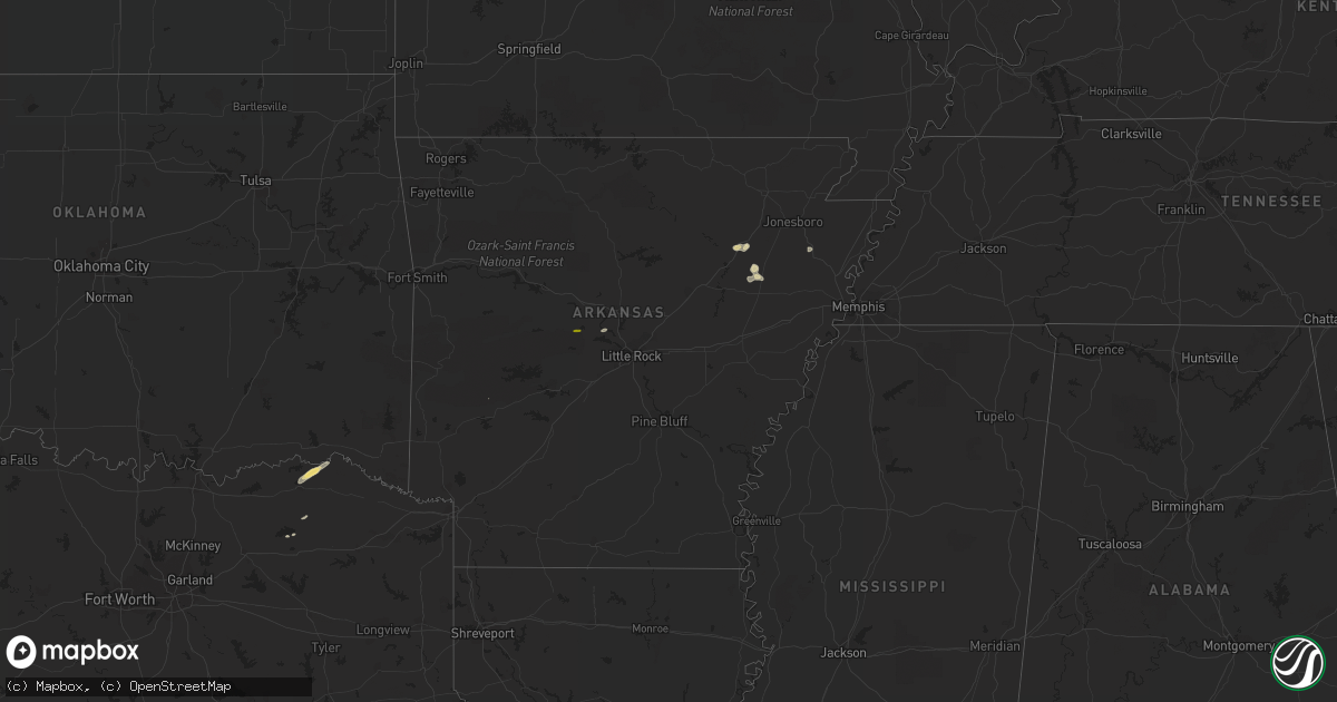 Hail map in Arkansas on March 14, 2020