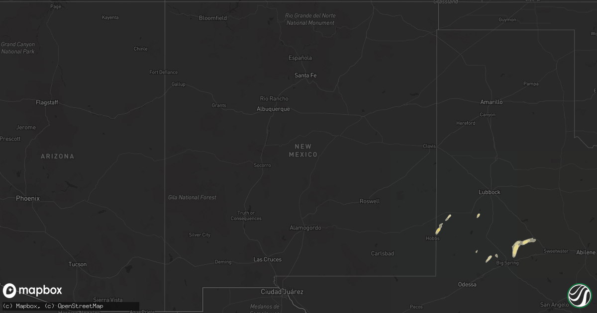 Hail map in New Mexico on March 14, 2020