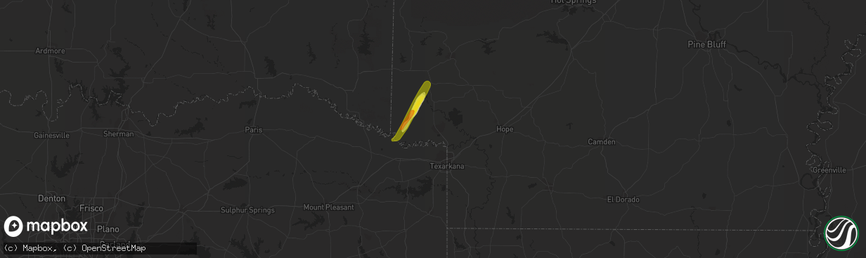 Hail map in Ashdown, AR on March 14, 2021