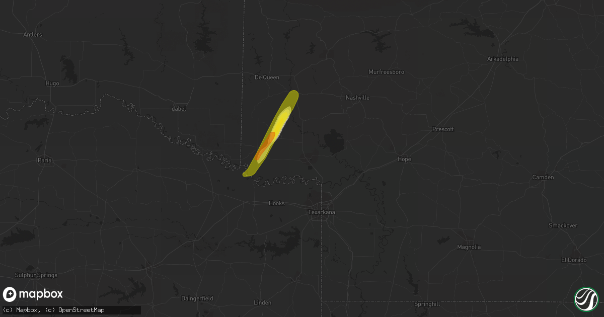 Hail map in Ashdown, AR on March 14, 2021