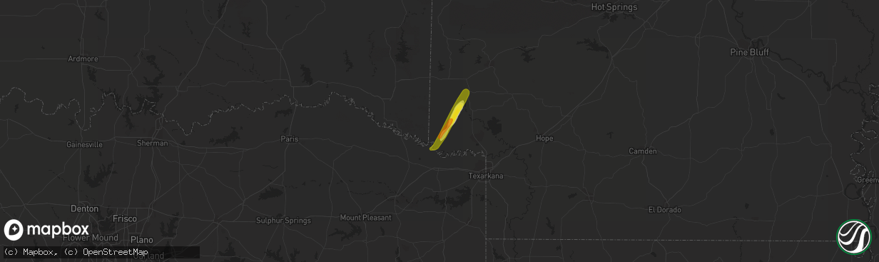 Hail map in Foreman, AR on March 14, 2021