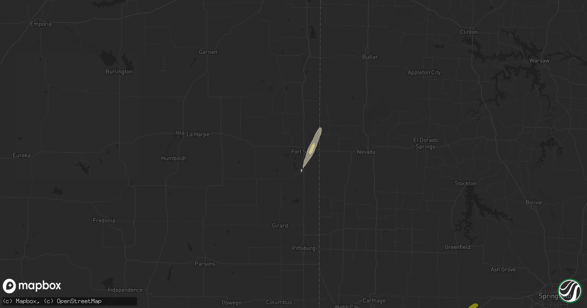 Hail map in Fort Scott, KS on March 14, 2021