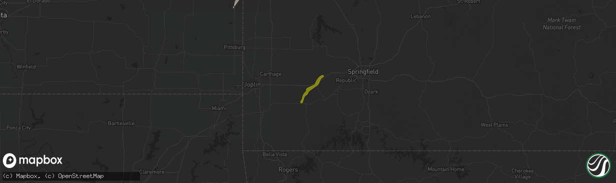 Hail map in Freistatt, MO on March 14, 2021