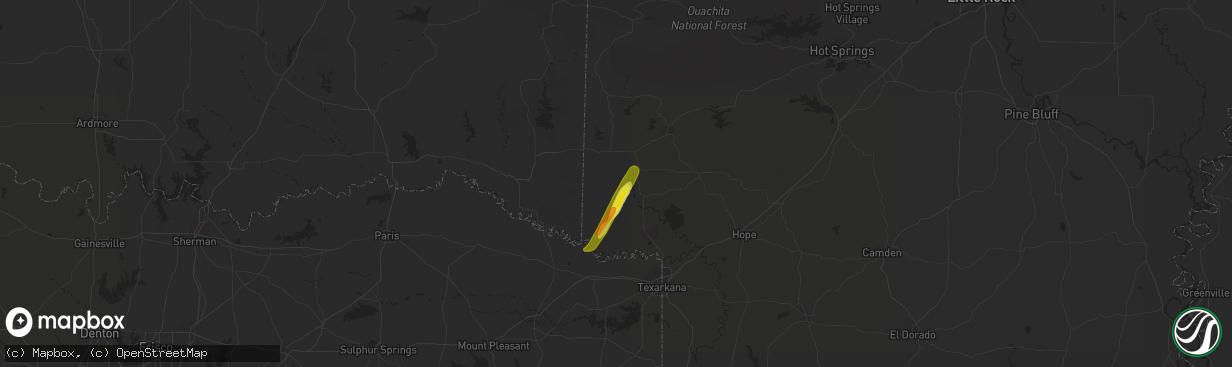 Hail map in Horatio, AR on March 14, 2021