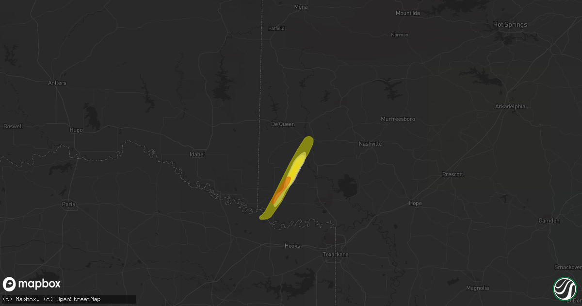 Hail map in Horatio, AR on March 14, 2021