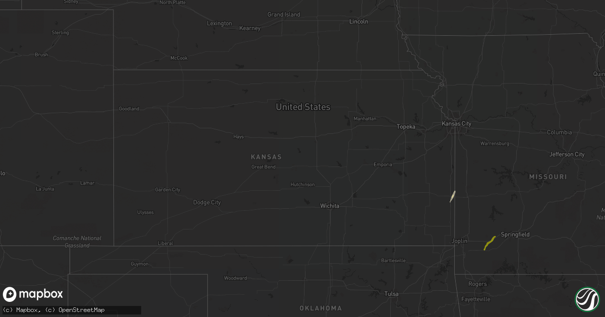 Hail map in Kansas on March 14, 2021