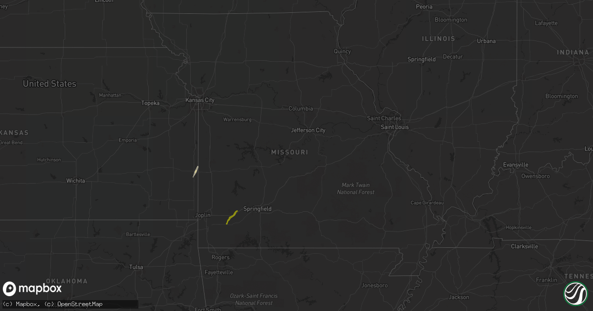 Hail map in Missouri on March 14, 2021
