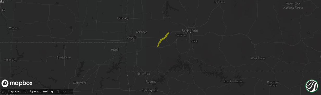 Hail map in Monett, MO on March 14, 2021