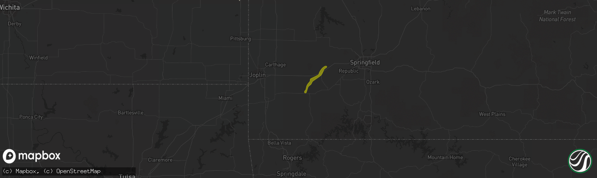 Hail map in Pierce City, MO on March 14, 2021