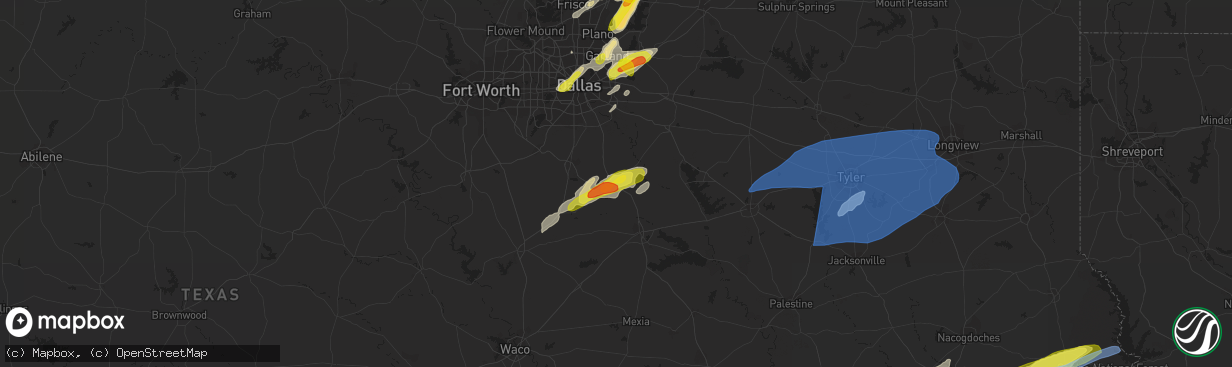 Hail map in Ennis, TX on March 14, 2022