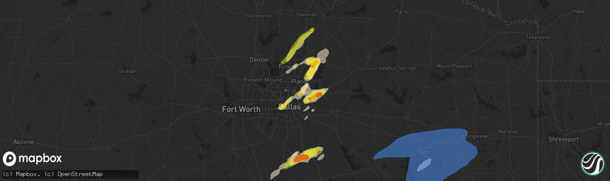 Hail map in Garland, TX on March 14, 2022