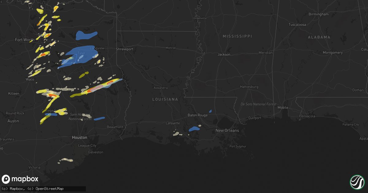 Hail map in Louisiana on March 14, 2022