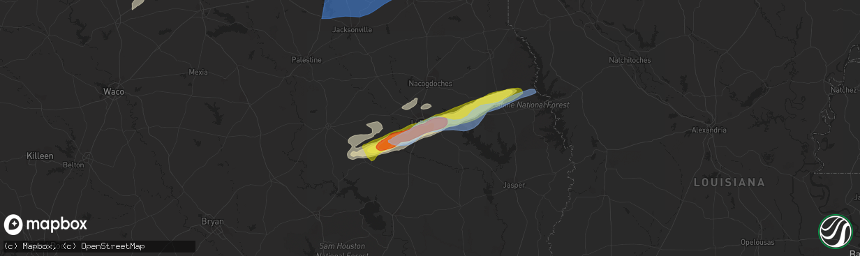 Hail map in Lufkin, TX on March 14, 2022