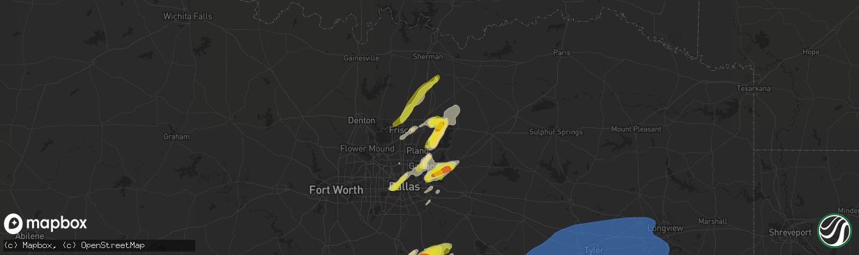 Hail map in Mckinney, TX on March 14, 2022