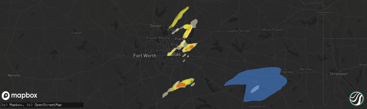 Hail map in Mesquite, TX on March 14, 2022